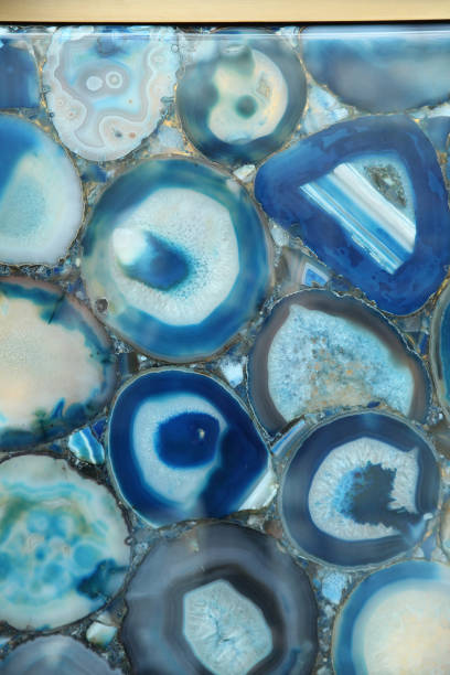 istock Extraordinary natural blue stone agate in the plate 1097618482