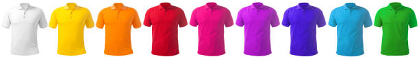modello di design camicia con colletto in molti colori - polo shirt shirt clothing mannequin foto e immagini stock