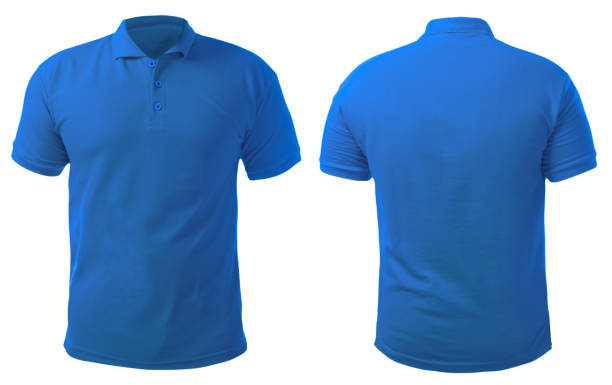 modello di design camicia con colletto blu - polo shirt shirt clothing mannequin foto e immagini stock