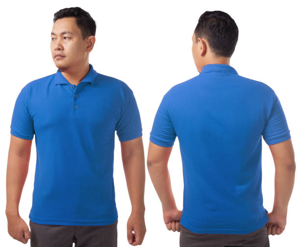 modèle de conception de chemise à collier bleu - polo shirt shirt clothing mannequin photos et images de collection