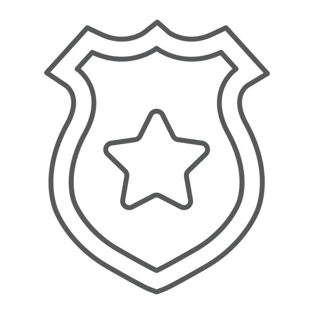 Police Badge Thin Line Icon Police And Sheriff Officer Badge Sign Vector  Graphics A Linear Pattern On A White Background Stock Illustration -  Download Image Now - iStock
