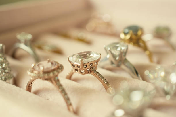 istock Jewelry diamond rings and earrings in box 1097629522