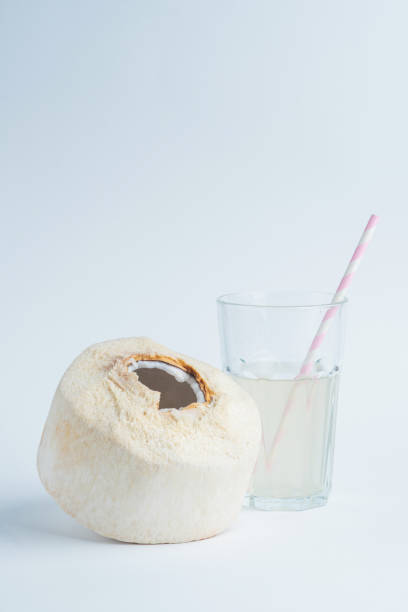 istock Fresh coconut and coconut milk in trasparent glass. 1097630992