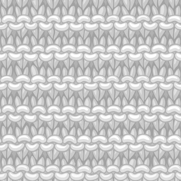 Vector Garter Stitch Stripe Pattern. Ð¡otton white hand-knitted fabric material. High detailed knitting boundless background. Hand-drawn woolen knitwear. knitting textile wool infinity stock illustrations