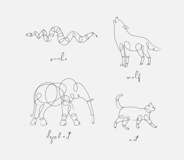 Animal Pen Line Snake Stock Illustration - Download Image Now - Elephant,  Single Line, Tangled - iStock