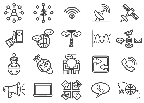 Communication Line Icons Set