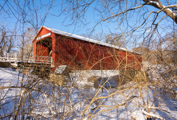 istock The Red Covered Bridge in Winter 1097636166