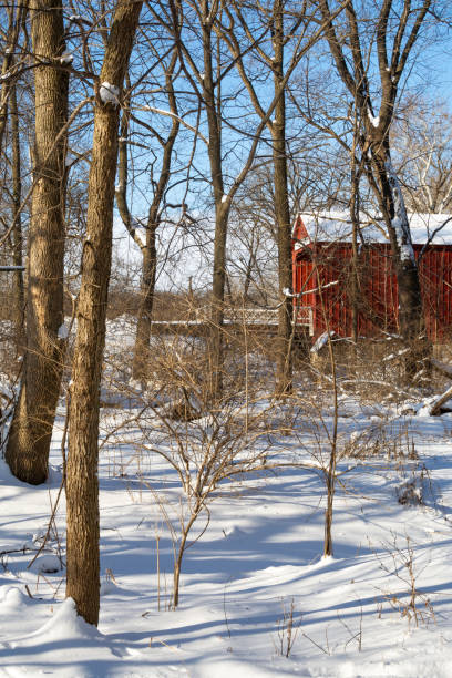 istock The Red Covered Bridge in Winter 1097636246