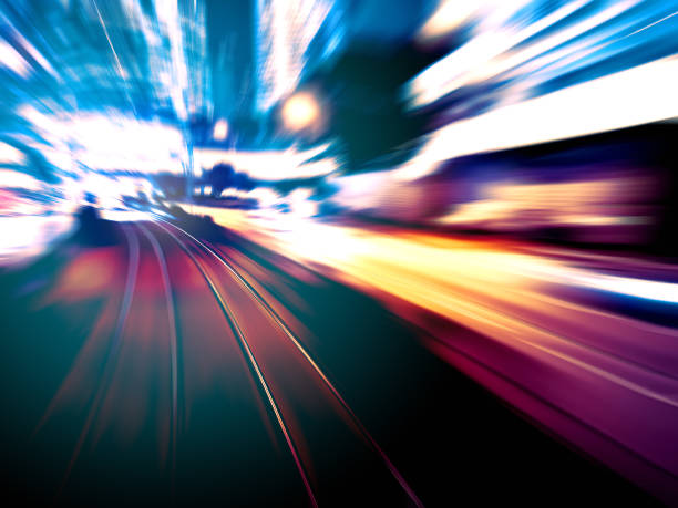 istock Abstract image of night traffic light trails in the city 1097650434