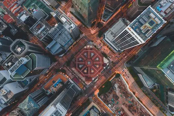 Bird eye view of Singapore Downtown area.