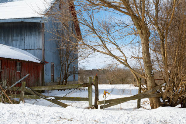 istock Rural farm after the snow. 1097663972
