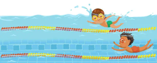 Vector illustration of Boys swimming