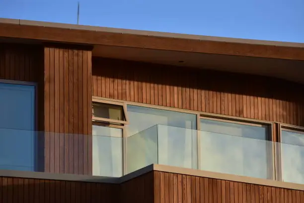 Photo of Modern wooden house detail