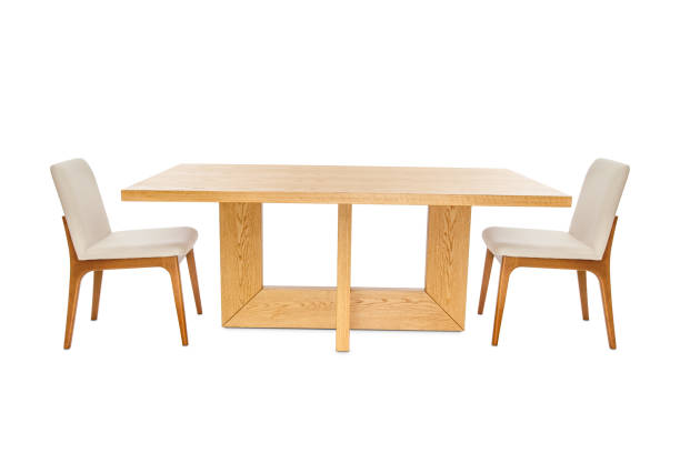 istock Wooden modern Table with chairs isolated on white background. 1097680014