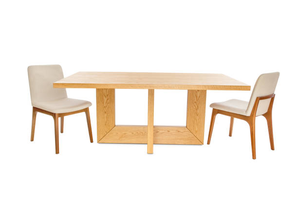 istock Wooden modern Table with chairs isolated on white background. 1097680108