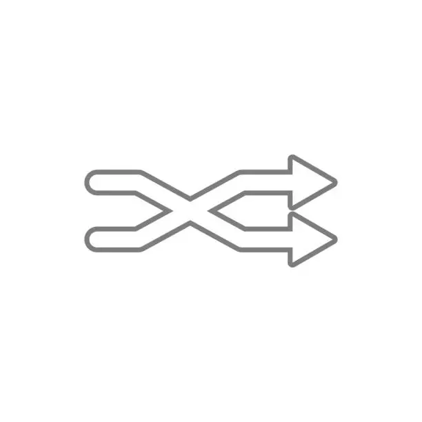Vector illustration of The intersecting arrows icon. Element of web, minimalistic for mobile concept and web apps icon. Thin line icon for website design and development, app development
