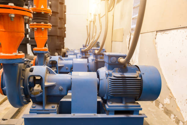 istock industrial water pump and water pipes. 1097681286