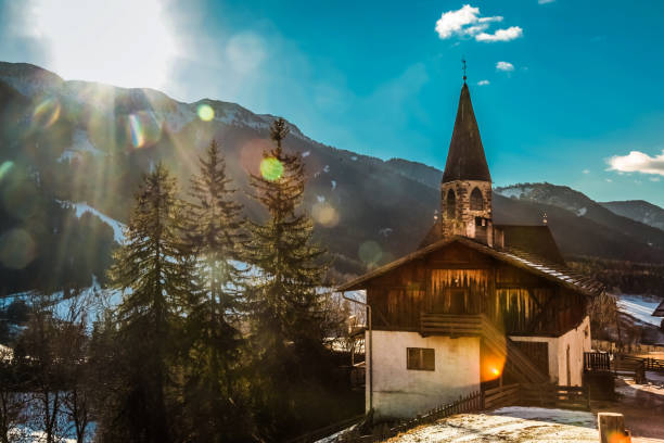 istock Small church in the mountains. Natural sunlight. 1097691736