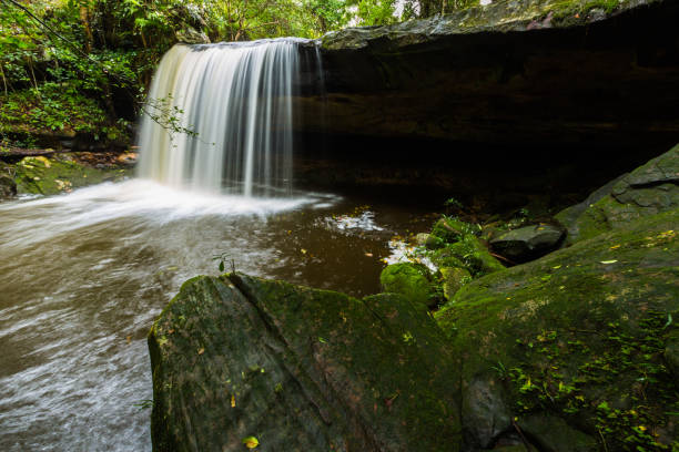 istock Waterfall in thai national park. In the deep forest on mountain. 1097691788
