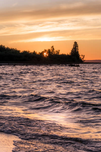 Sunset over pristine lake, Meadow Lake Provincial Park, Saskatchewan, at Lac des Isles.