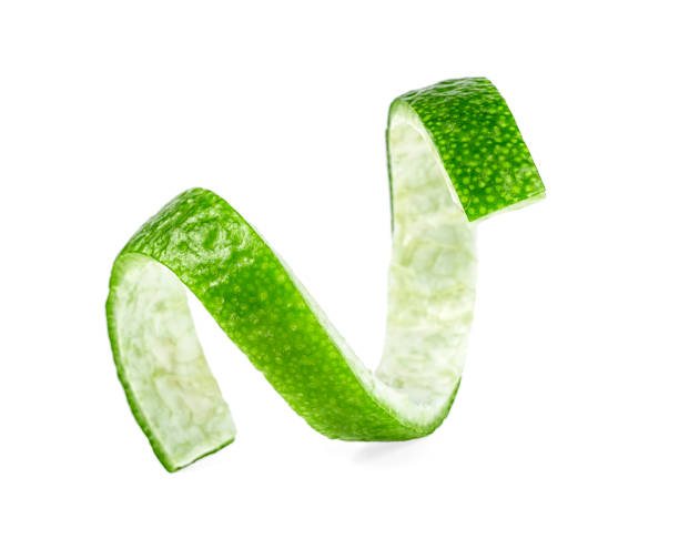 istock Green lemon twist on a white background 1097699120