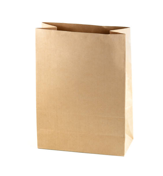 istock brown paper bag isolated on white background, package bag 1097701366