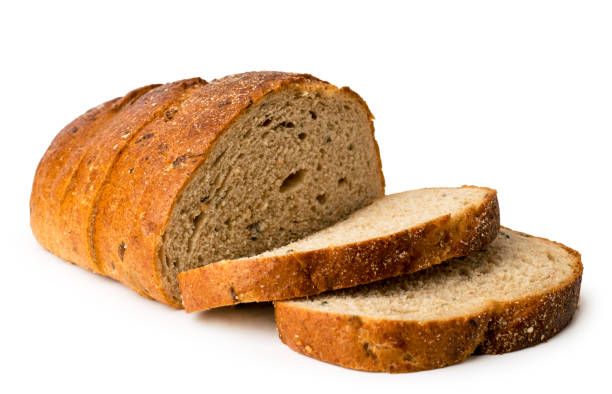 istock Sliced grey bread close - up on a white. Isolated. 1097701450