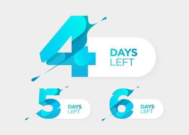 illustrations, cliparts, dessins animés et icônes de 4, 5, 6 jours à gauche. vecteur de nombres futuriste. vente countdown timer bar. badge de date pour la promotion, la vente finale, landing page. - number 6