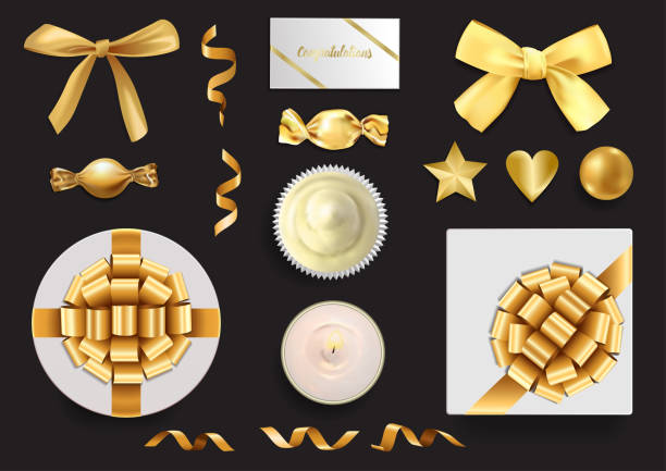 illustrations, cliparts, dessins animés et icônes de un ensemble d’objets en or pour des vacances de luxe - star shape diamond gold pattern
