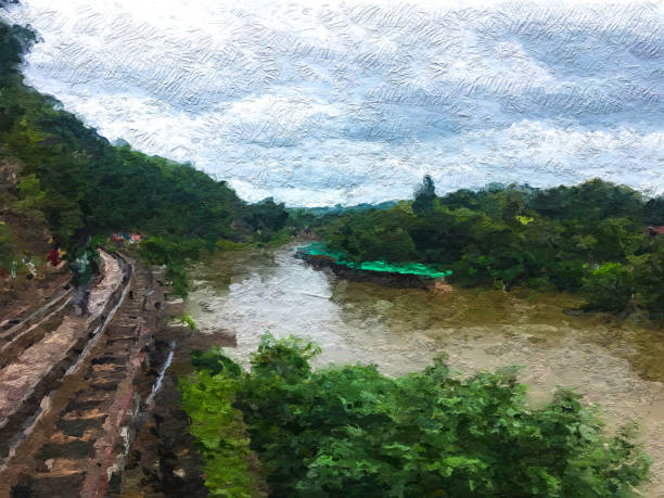 Nature Lake forest, Oil painting image
