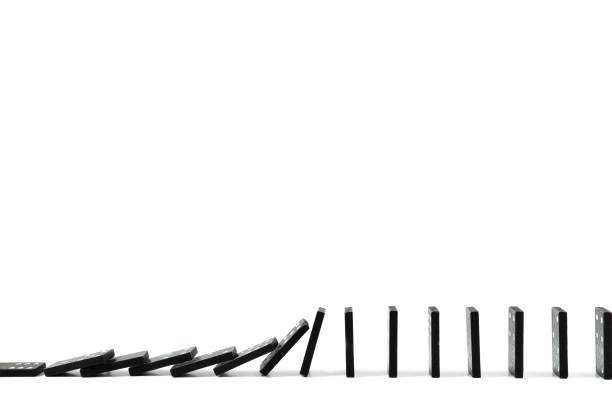 istock Black Domino on white background, drop, Domino effect, Hobbies and entertainment. 1097715920