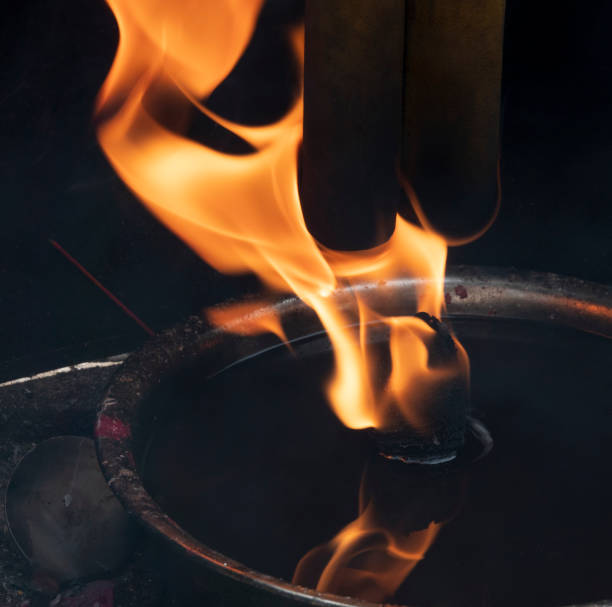 istock Burning incense sticks in a Chinese temple 1097716278