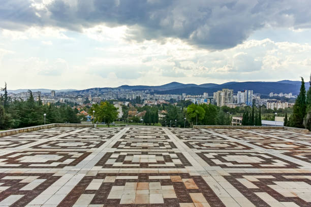 Panoramic view of city of Stara Zagora, Bulgaria stock photo