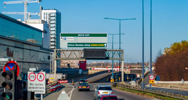 Roads near Westfield shopping area in london where rich and famous people come to buy the clothes. - Image London, England - November 18, 2018: Roads near Westfield shopping area in london where rich and famous people come to buy the clothes. - Image eanling stock pictures, royalty-free photos & images