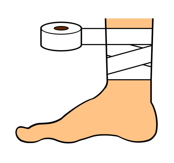 ilustrações de stock, clip art, desenhos animados e ícones de injury of a leg - bandage wound first aid gauze
