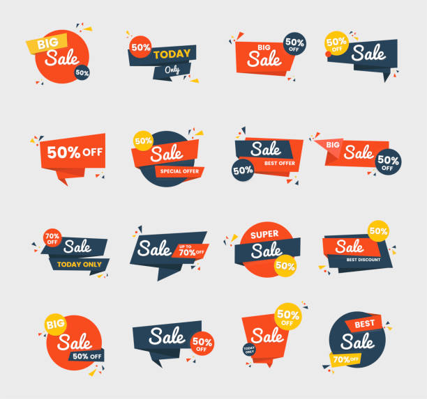 판매 배지 벡터 디자인 모음 - selling sale label sign stock illustrations