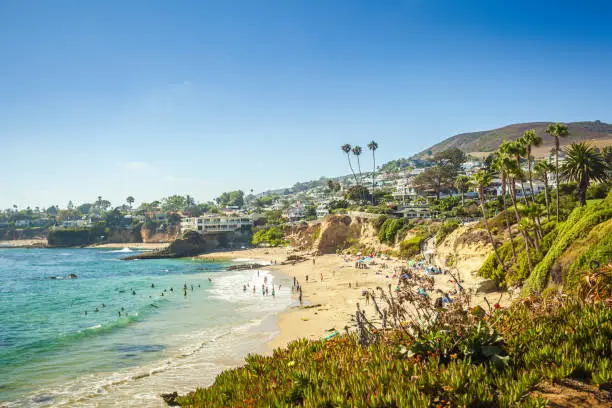 View on a beach from Heisler Park in Laguna Beach, California