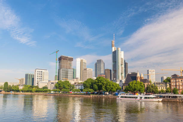 istock Frankfurt Germany, city skyline timelapse at Main River 1097736406