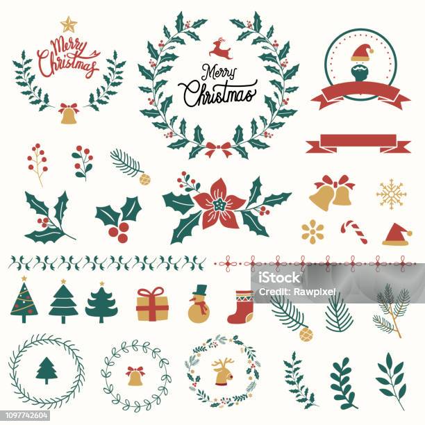 Christmas Ornament Konst-vektorgrafik och fler bilder på Jul - Jul, Semester, Blomsterkrans