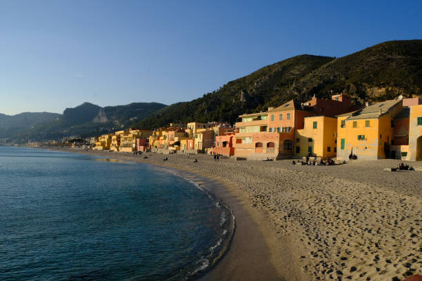 the colors of the Ligurian coast and the Mediterranean spot of varigotti the colors of the Ligurian coast and the Mediterranean spot of varigotti in the province of Savona, Liguria varigotti stock pictures, royalty-free photos & images
