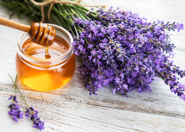 istock Jar with honey and fresh lavender 1097752454