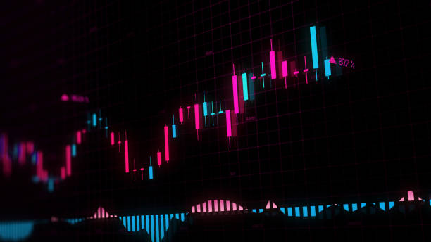 istock 3D rendering of stock indexes in virtual space. Economic growth, recession 1097752582