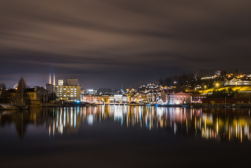 An image of Skien city by night