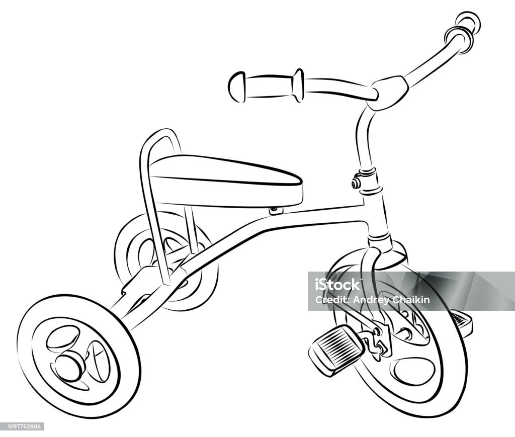 Sketch of children bicycle. A Sketch of the children tricycle. Bicycle stock vector