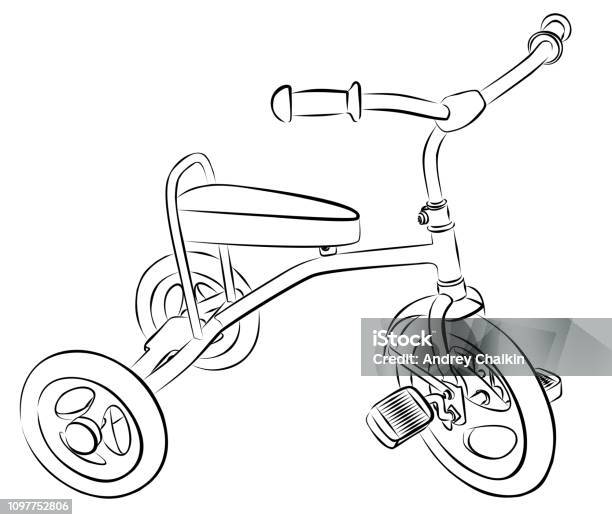 Sketch Of Children Bicycle Stock Illustration - Download Image Now - Bicycle, Cycling, Horizontal