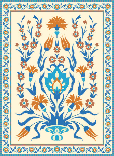 ilustraciones, imágenes clip art, dibujos animados e iconos de stock de diseño floral estilo folk - cultura turca