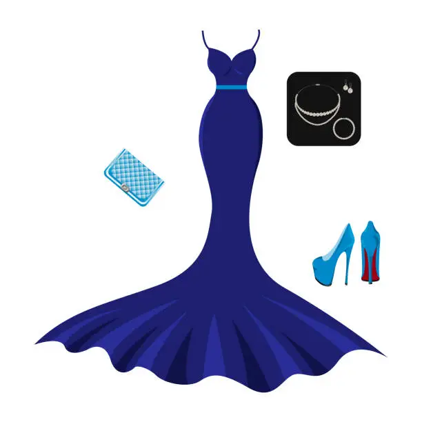 Vector illustration of Blue fashion set 2