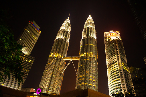 28 April 2018, Petronas twin towers in KLCC district Kuala Lumpur