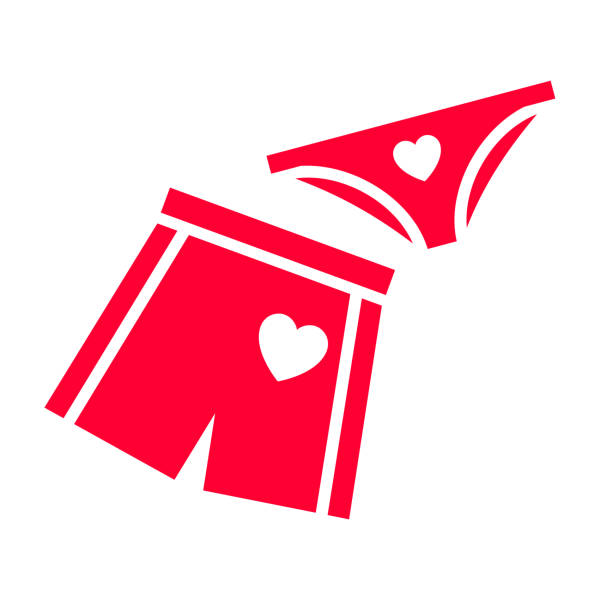 ikona miłości lub znak walentynkowy przeznaczony do świętowania - swimming trunks bikini swimwear red stock illustrations