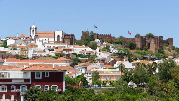 Panorama image of the adorable medieval town, Silves in Algarve, Portugal stock photo